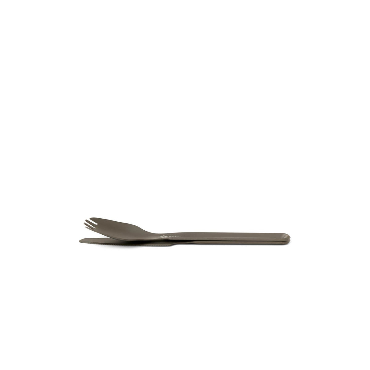 Sea to Summit Frontier UL spork and knife stacked together in their compact travel profile