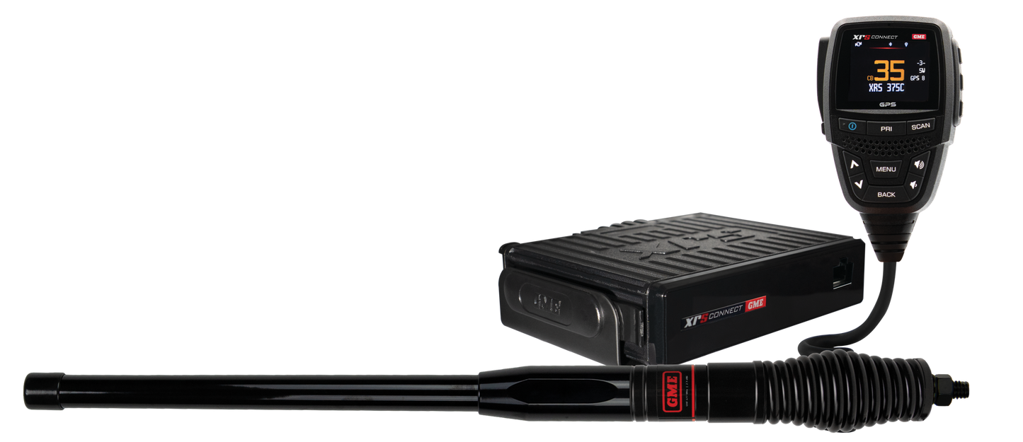 GME XRS-375C4P 4WD Pack — XRS-375C radio bundled with AE4704B antenna, group shot