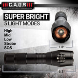 CAOS TACTICAL LED TORCH WITH NYLON BELT POUCH (BLACK)